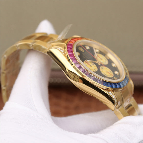 Daytona Rainbow Diamond Silver Stainless Steel 40 mm, diamond
