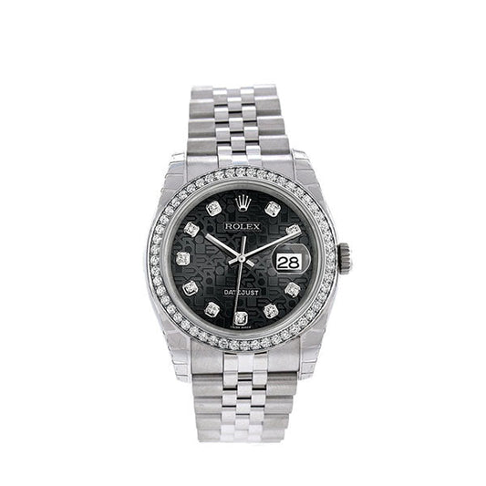 Datejust 36 Black Jubilee design set with Diamonds Dial 18k White Gold Diamond Bezel Jubilee Men’s Watch 116244
