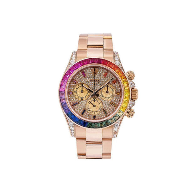Men’s Diamond Watch Day-Date Gold 40 mm Rose Gold Tone Dial