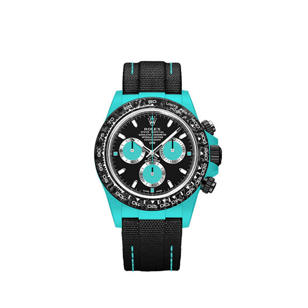 Diw Daytona quartz fiber celeste 40mm oyster black
