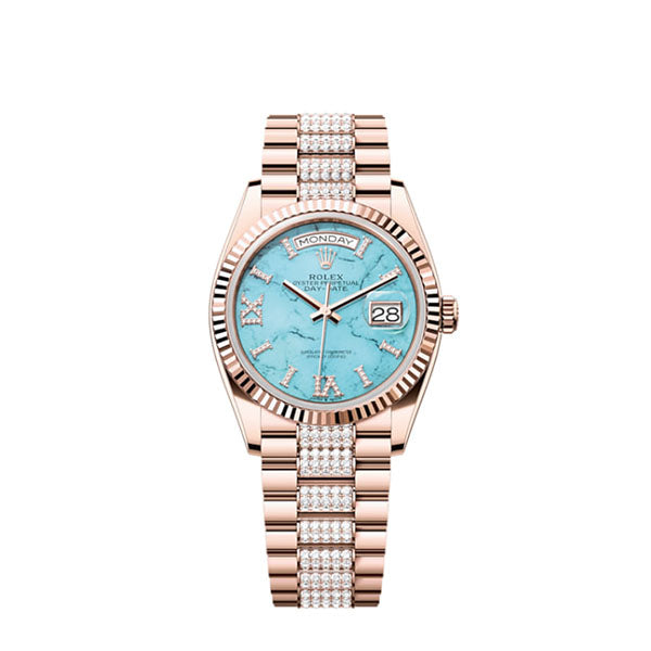 Day-Date 36, 18k Everose Gold with Diamond-set, 36mm, Ref# 128235-0065