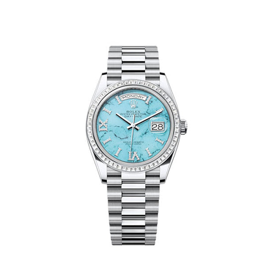 Day-Date 36, Platinum with Diamond-set, 36mm, Ref# 128396tbr-0016