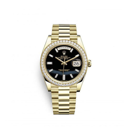 Day-Date 40 Presidential 228348 Diamond Bezel Baguette Diamond Black Dial