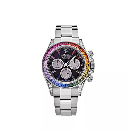 Daytona Rainbow Diamond Silver Stainless Steel 40 mm, diamond