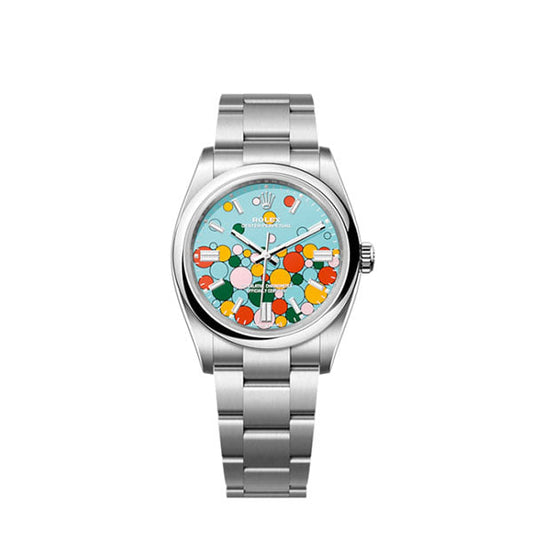 Oyster Perpetual 36, Oystersteel, 36mm, Turquoise Celebration Motif Dial, Ref# 126000-0009