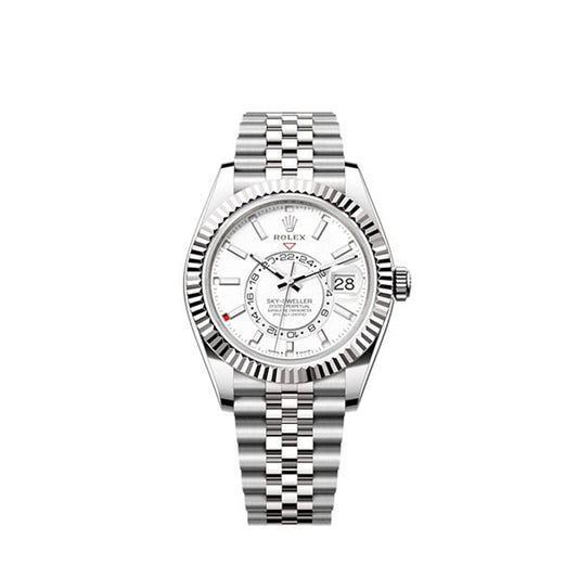 Sky-Dweller, 42mm, Oystersteel and 18k White Gold, White, Jubilee, Ref# 336934-0004