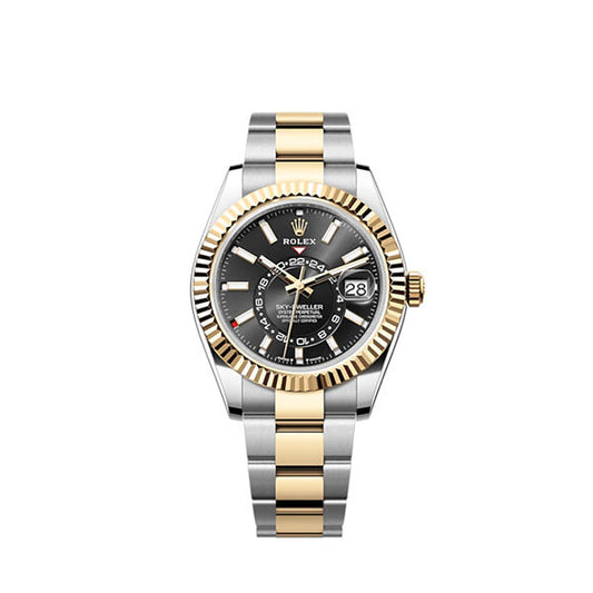 Sky-Dweller, 42mm, Oystersteel and 18k Yellow Gold, Black, Oyster, Ref# 336933-0003