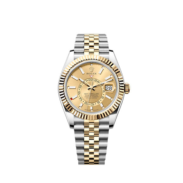 Sky-Dweller, 42mm, Oystersteel and 18k Yellow Gold, Champagne, Jubilee,Ref# 336933-0002