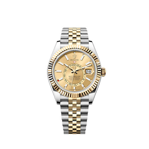 Sky-Dweller, 42mm, Oystersteel and 18k Yellow Gold, Champagne, Jubilee,Ref# 336933-0002