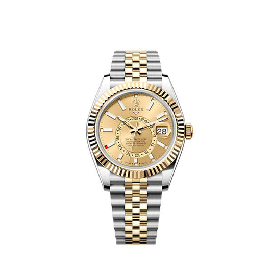 Sky-Dweller, 42mm, Oystersteel and 18k Yellow Gold, Champagne, Jubilee,Ref# 336933-0002