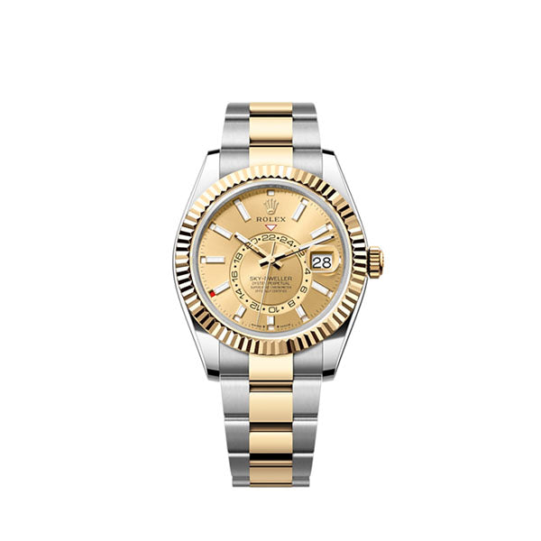 Sky-Dweller, 42mm, Oystersteel and 18k Yellow Gold, Champagne, Oyster, Ref# 336933-0001