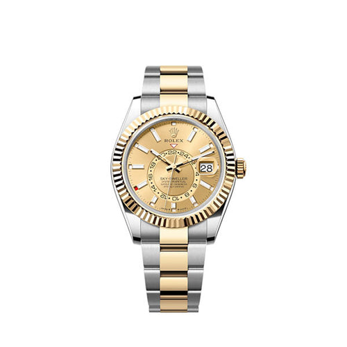 Sky-Dweller, 42mm, Oystersteel and 18k Yellow Gold, Champagne, Oyster, Ref# 336933-0001