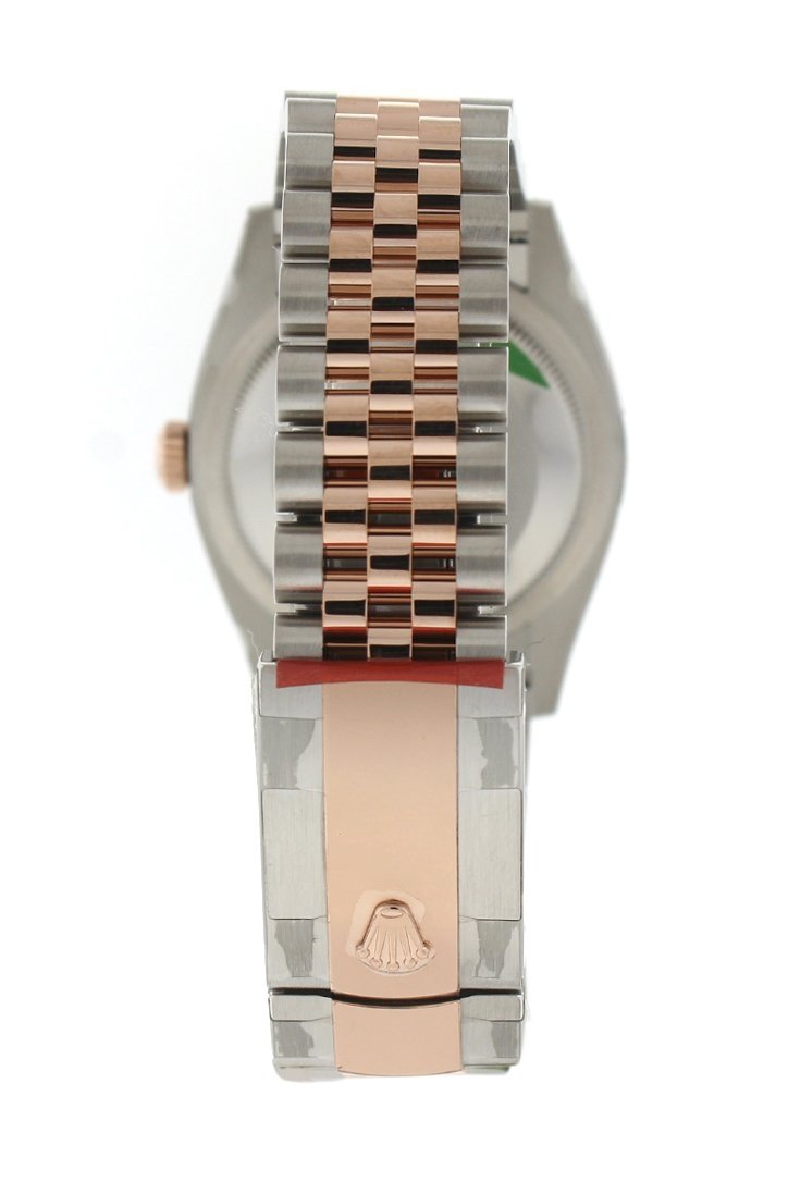 Datejust 36 White Mother-of-PeaSet with Diamonds Dial Fluted Rose Gold Two Tone Jubilee Watch 126231 NP