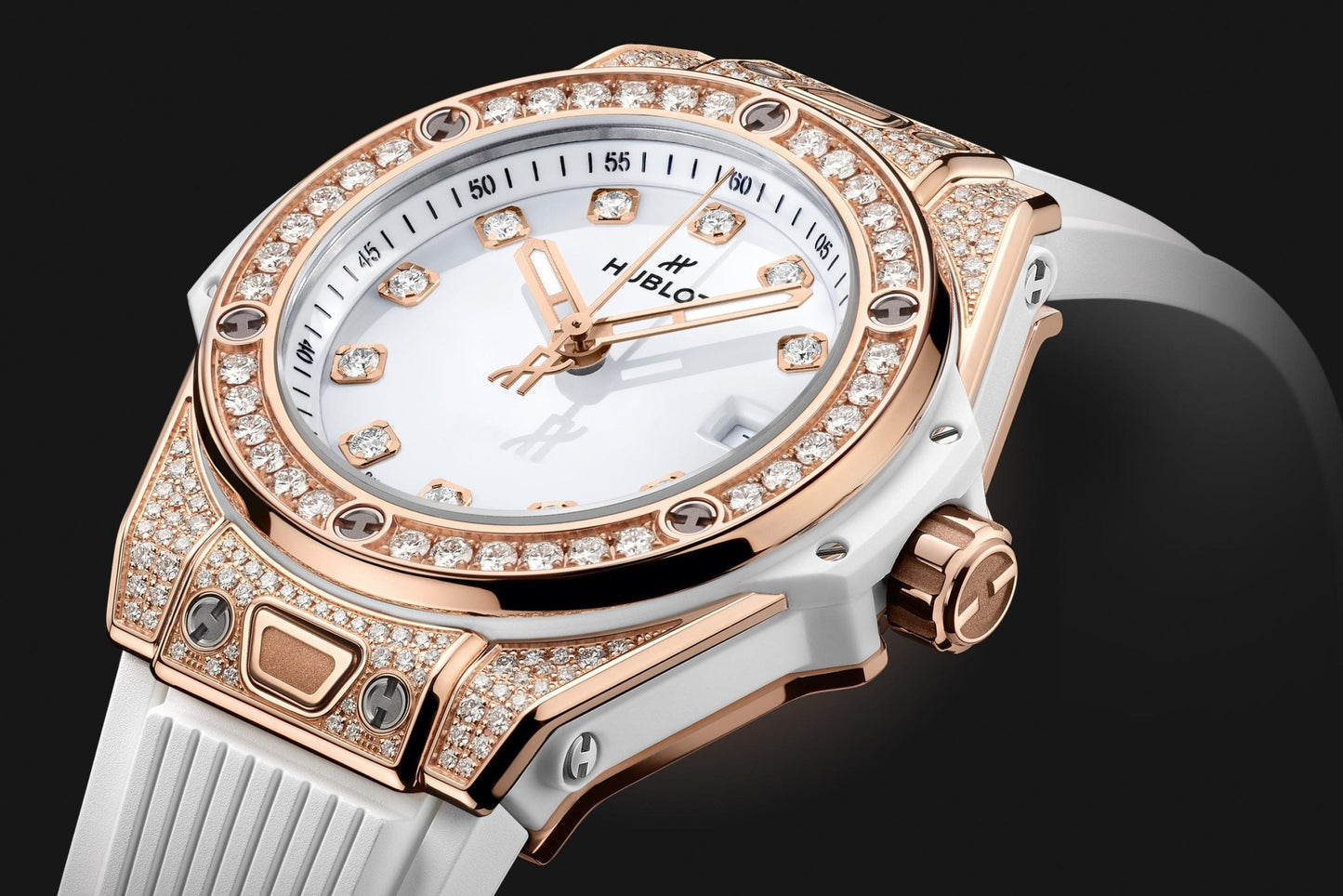 Hublot Big Bang ONE CLICK KING GOLD WHITE PAVÃ‰ Ref# 485.OE.2210.RW.1604