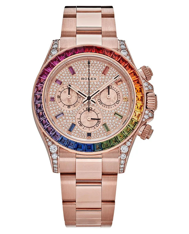 Men’s Diamond Watch Day-Date Gold 40 mm Rose Gold Tone Dial