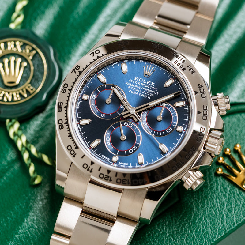 COSMOGRAPH DAYTONA WHITE GOLD BLUE DIAL 116509