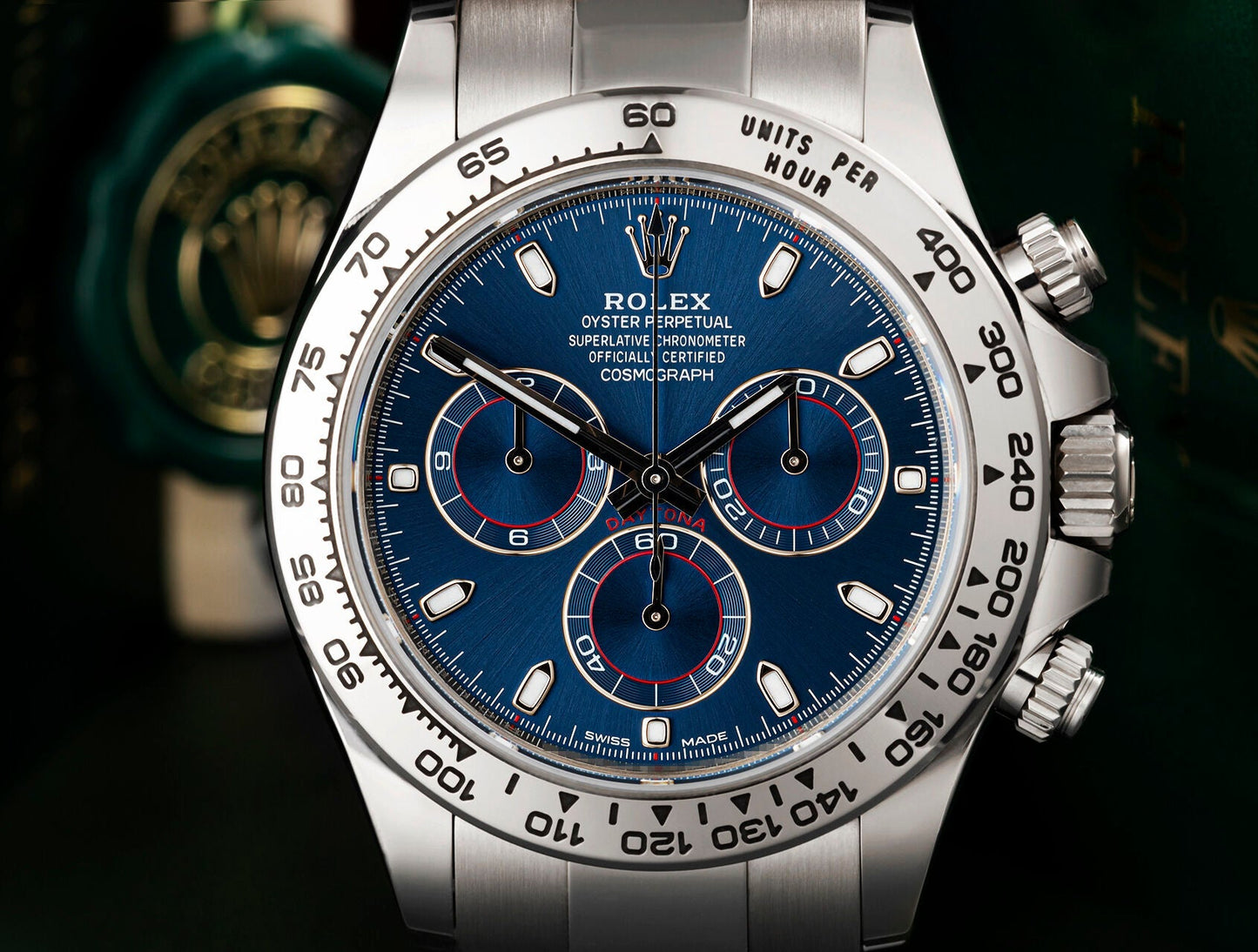 COSMOGRAPH DAYTONA WHITE GOLD BLUE DIAL 116509