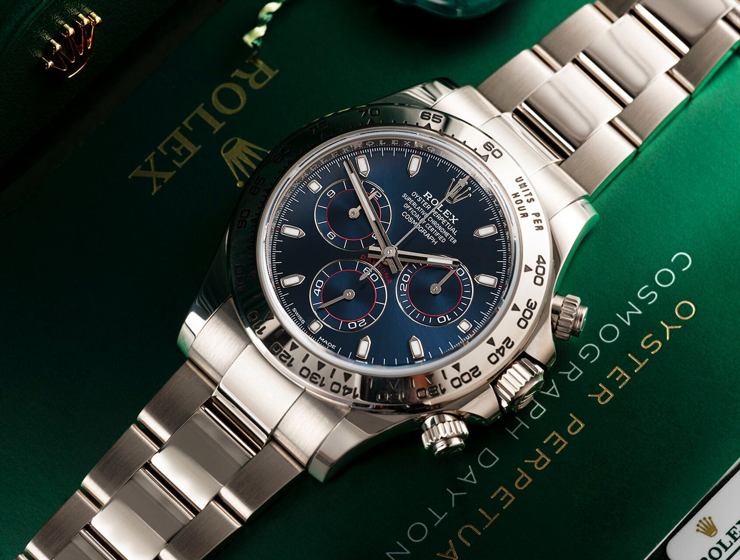 COSMOGRAPH DAYTONA WHITE GOLD BLUE DIAL 116509