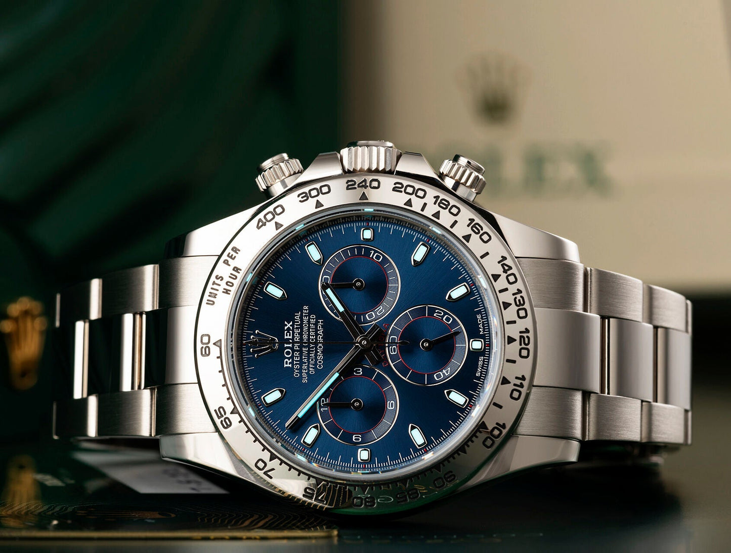 COSMOGRAPH DAYTONA WHITE GOLD BLUE DIAL 116509