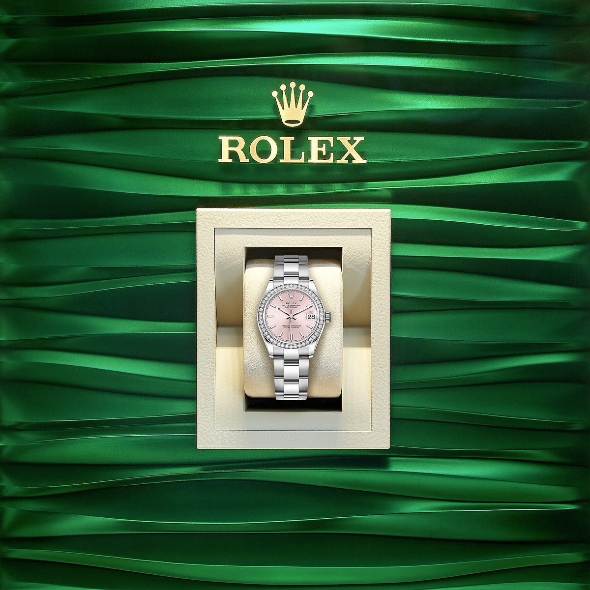 Datejust 31, Oystersteel, 18kt White Gold and diamonds, Ref# 278384RBR-0017