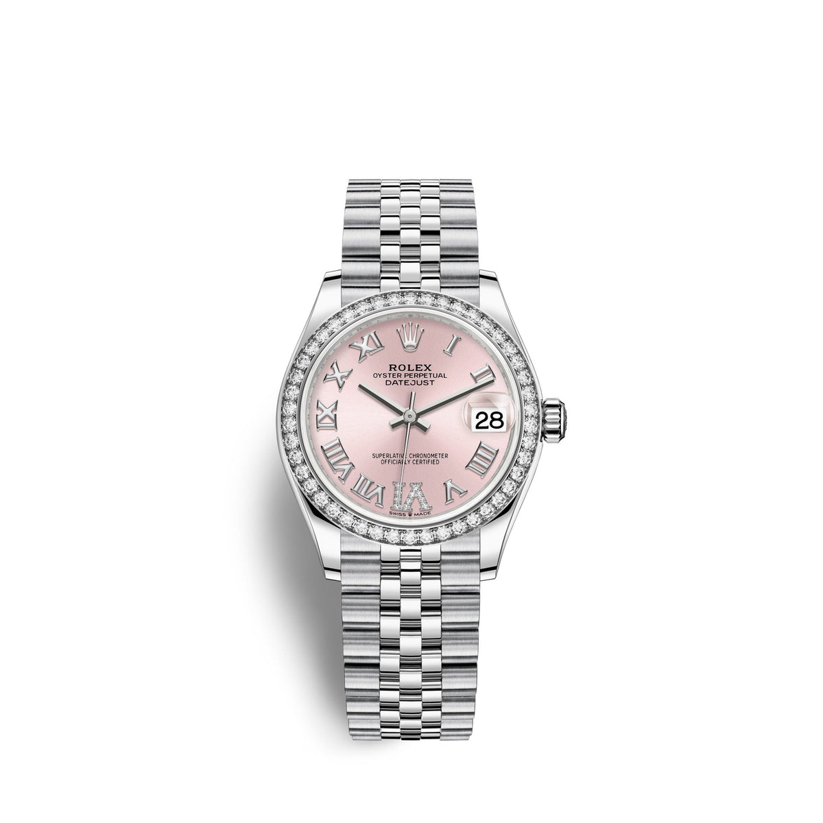 Datejust 31, Oystersteel, 18kt White Gold and diamonds, Ref# 278384RBR-0028