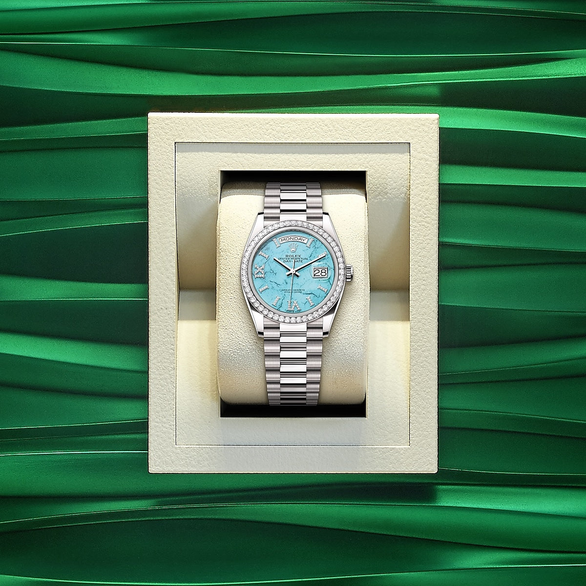 Day-Date 36, 18k White Gold with Diamond-set , 36mm, Ref# 128349rbr-0031