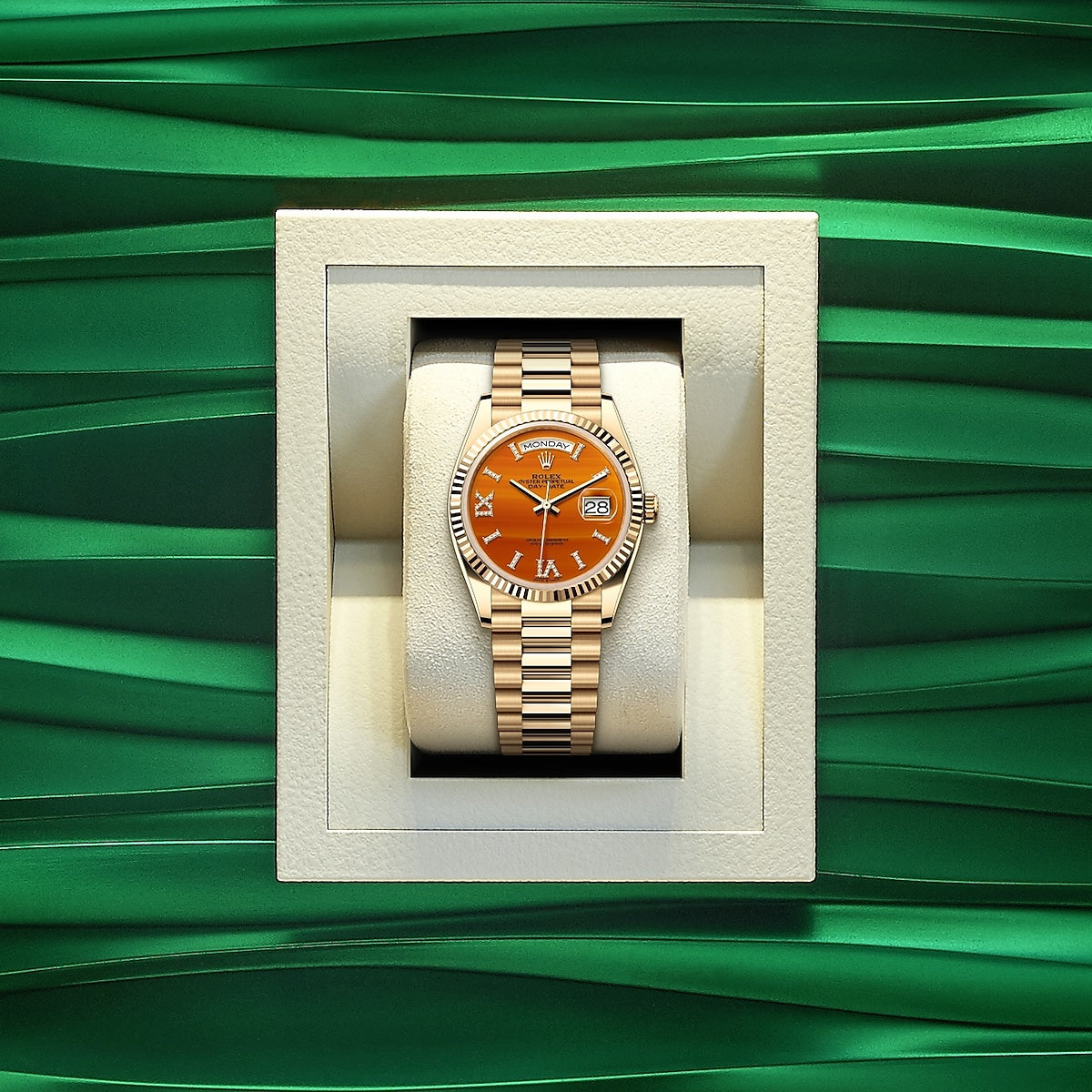 Day-Date 36, 18k Yellow Gold with Diamond-set, 36mm, Ref# 128238-0088