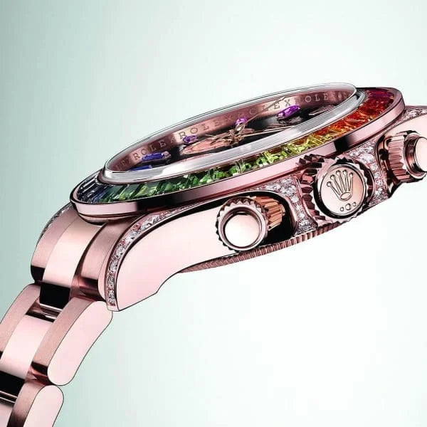 Daytona Rainbow 116595RBOW: Black Dial, Diamond Bezel, Oyster Bracelet, Rose Gold Watch