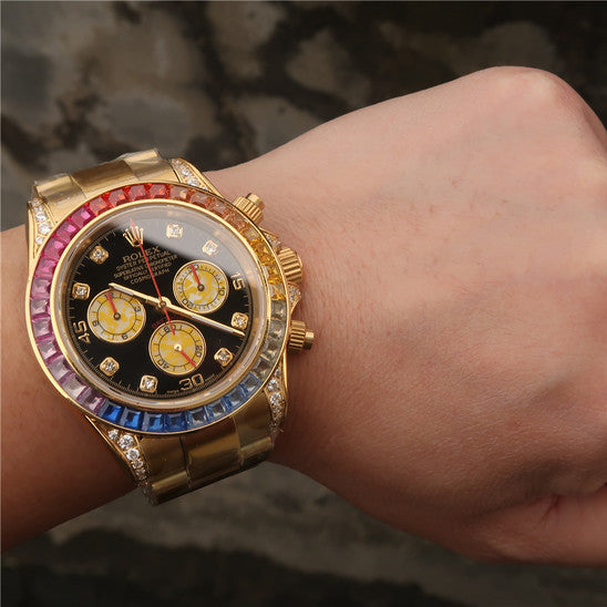 Daytona Rainbow Diamond Silver Stainless Steel 40 mm, diamond