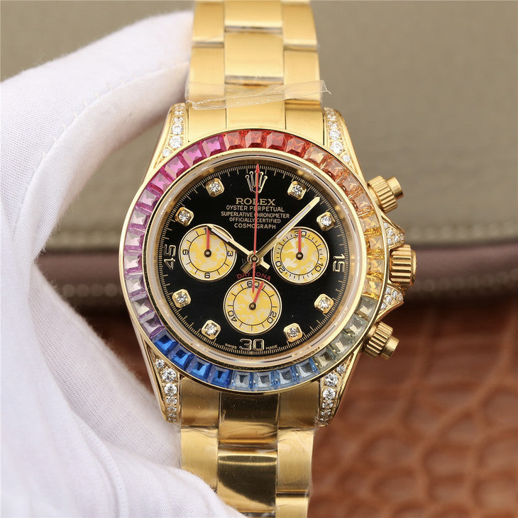Daytona Rainbow Diamond Silver Stainless Steel 40 mm, diamond