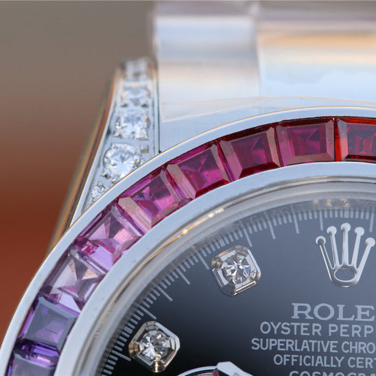 Daytona Rainbow Diamond Silver Stainless Steel 40 mm, diamond