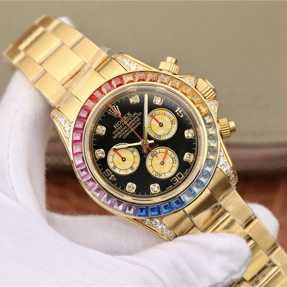 Daytona Rainbow Diamond Silver Stainless Steel 40 mm, diamond