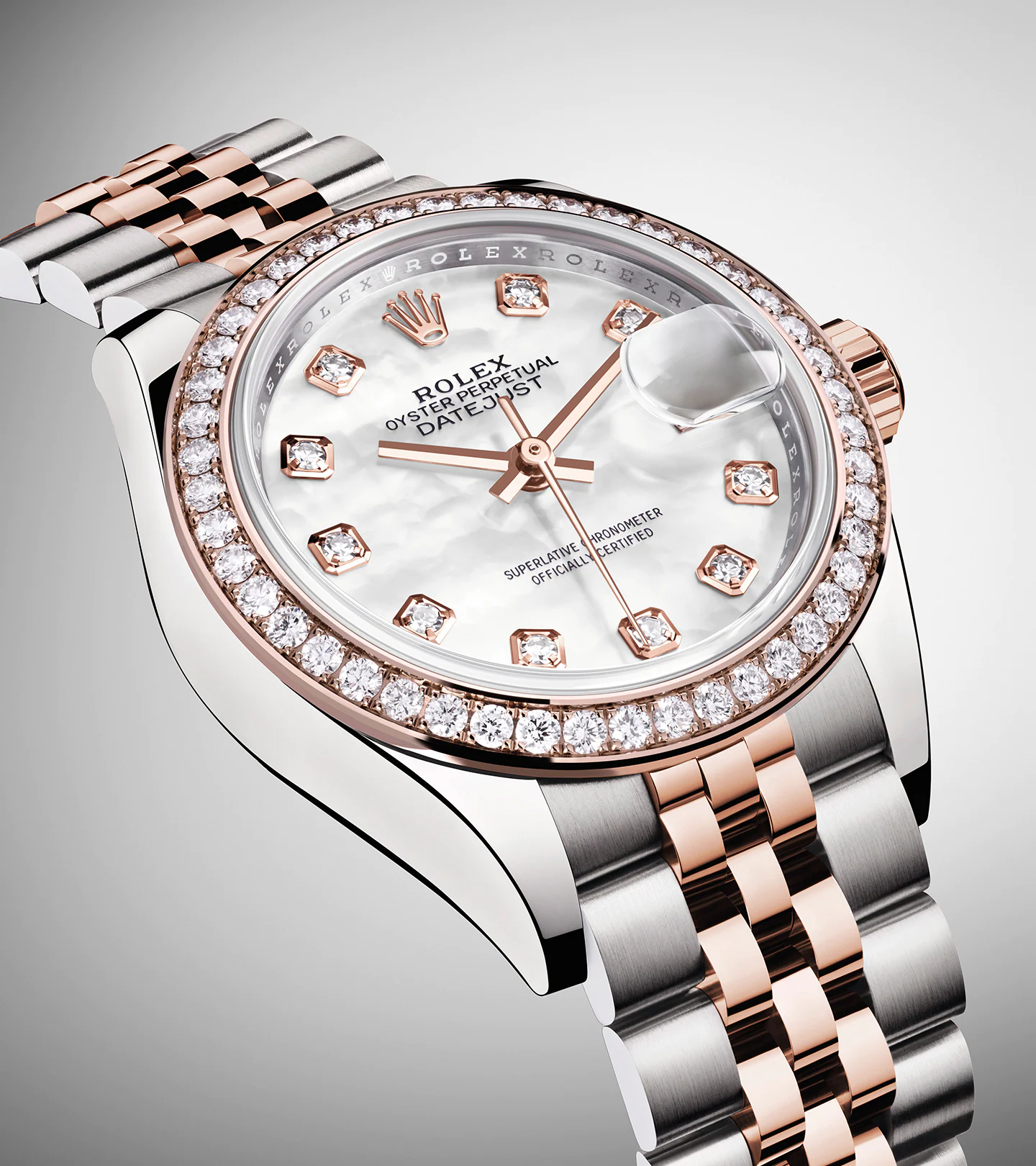 Lady-Datejust 28, Oystersteel and 18k Everose Gold, Ref# 279381RBR-0013