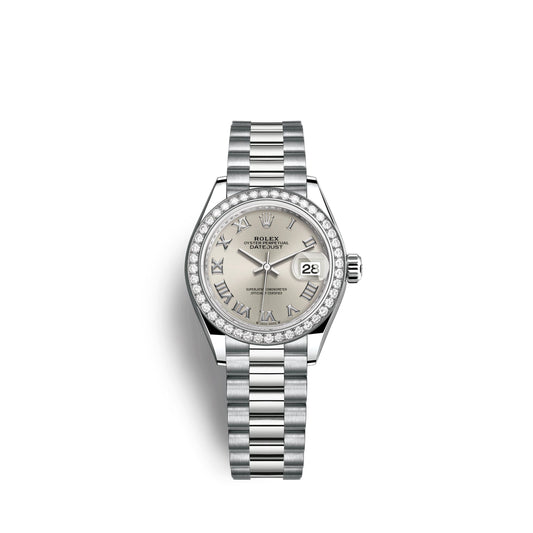 Lady-Datejust 28mm, 18k White Gold, Ref# 279139rbr-0007