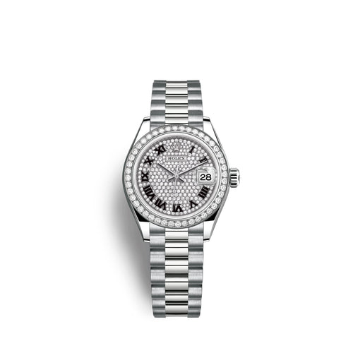 Lady-Datejust 28mm, 18k White Gold, Ref# 279139rbr-0014
