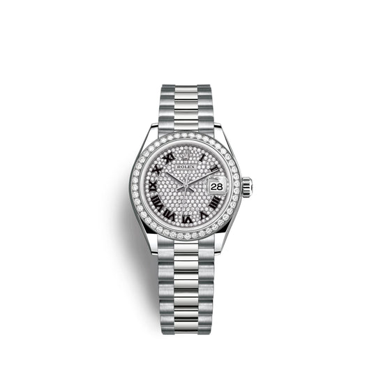 Lady-Datejust 28mm, 18k White Gold, Ref# 279139rbr-0014