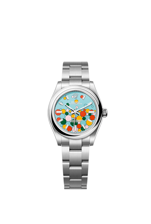Oyster Perpetual 31, Turquoise blue, Celebration motif, Oystersteel, 31mm,  Ref# 277200-0010