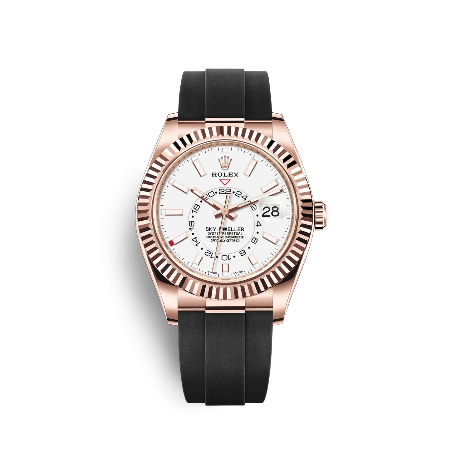 Sky-Dweller 42mm, 18k Everose Gold, Oysterflex, Ref# 326235-0004