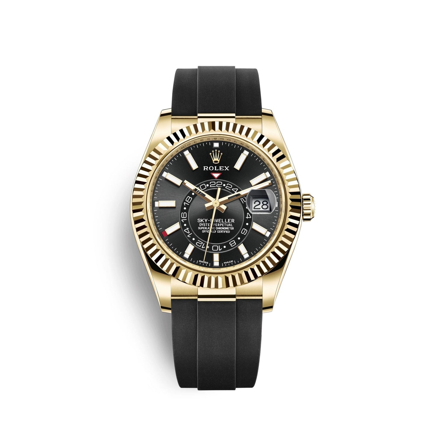 Sky-Dweller 42mm, 18k Yellow Gold, Oysterflex, Ref# 326238-0009