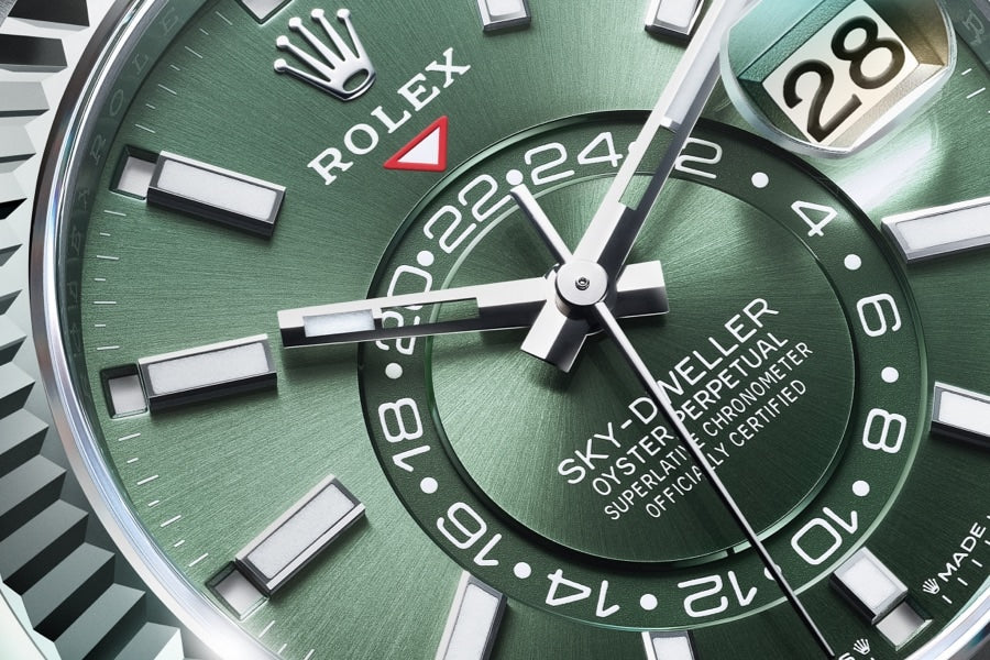 Sky-Dweller, 42mm, Oystersteel and 18k White Gold, Green, Oyster, Ref# 336934-0001