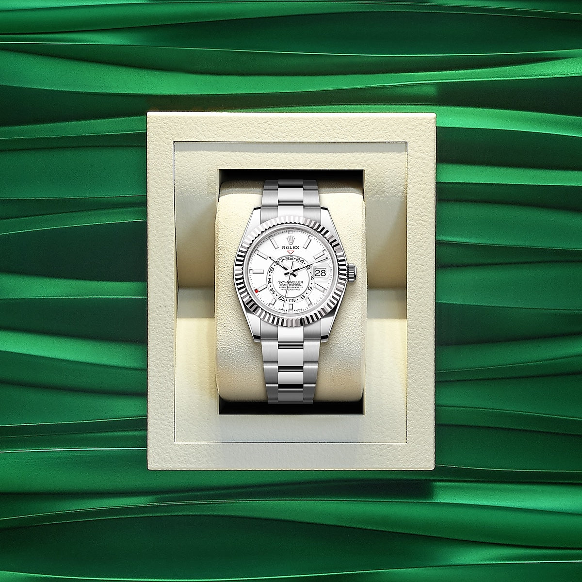 Sky-Dweller, 42mm, Oystersteel and 18k White Gold, White, Oyster, Ref# 336934-0003