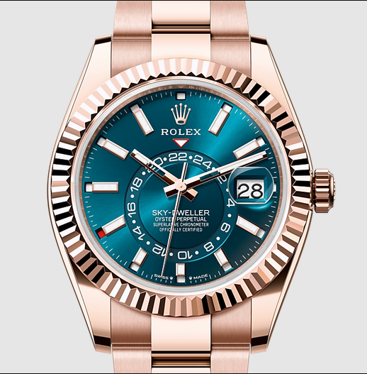 Sky-Dweller Everose Gold Blue-Green Turquoise Men’s Watch